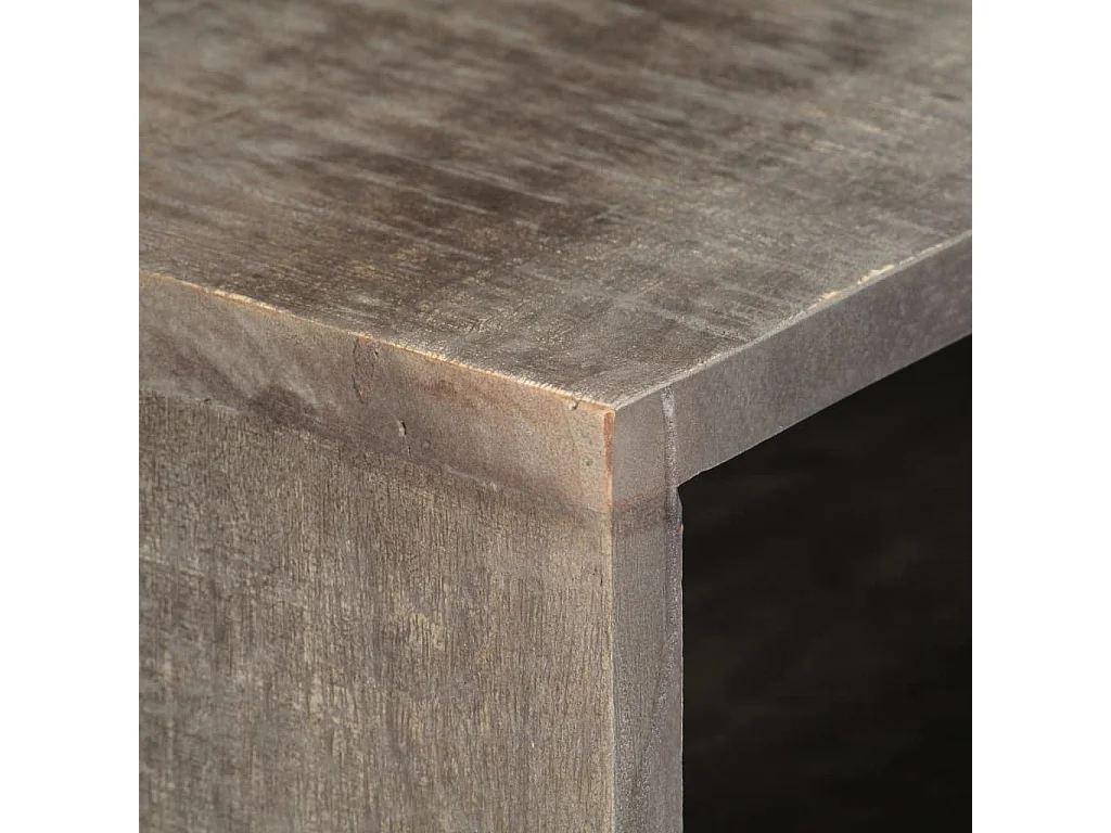 Meuble TV Gris 130x30x46 cm Bois massif de manguier brut