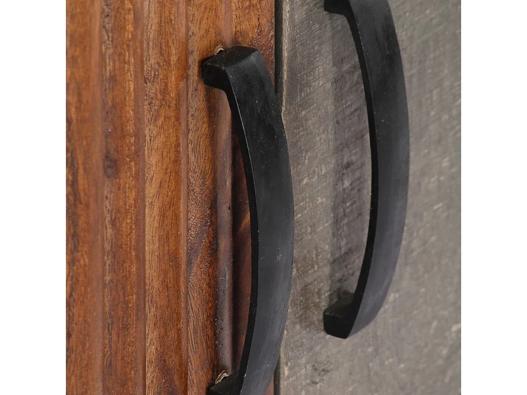 Meuble TV Gris 130x30x46 cm Bois massif de manguier brut