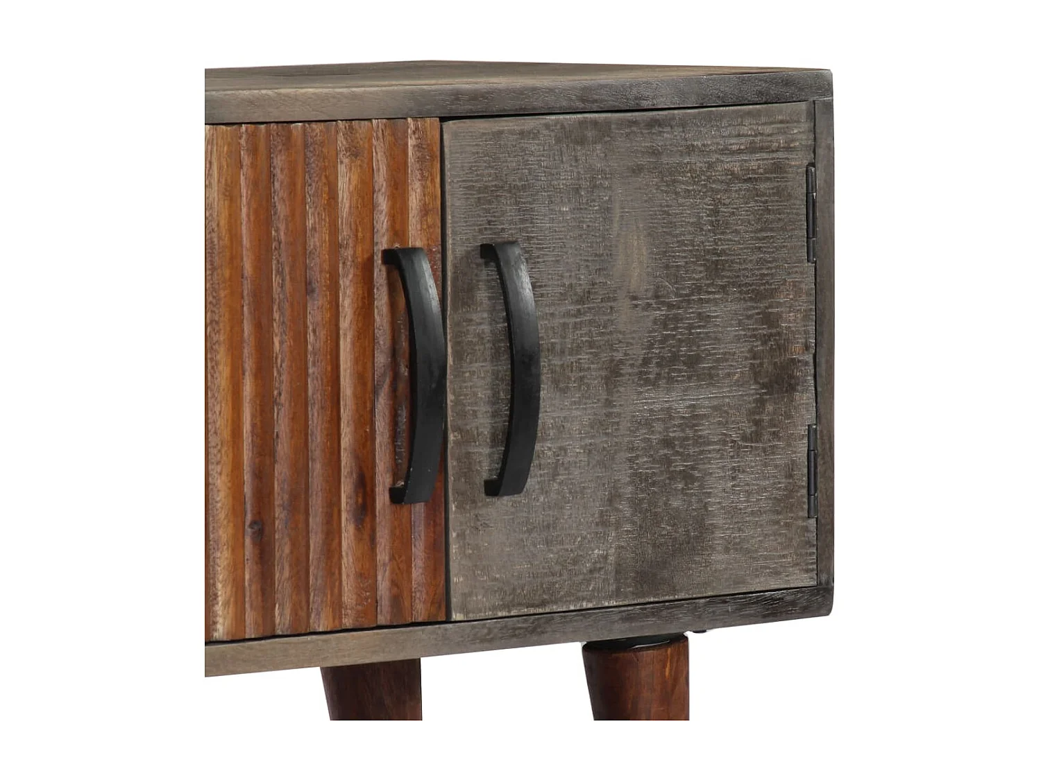 Meuble TV Gris 130x30x46 cm Bois massif de manguier brut