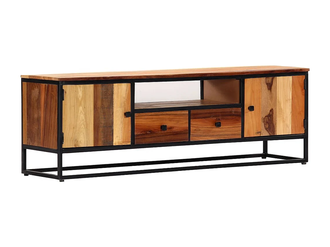 TV-Schrank 120x30x40 cm Massives Altholz und Stahl
