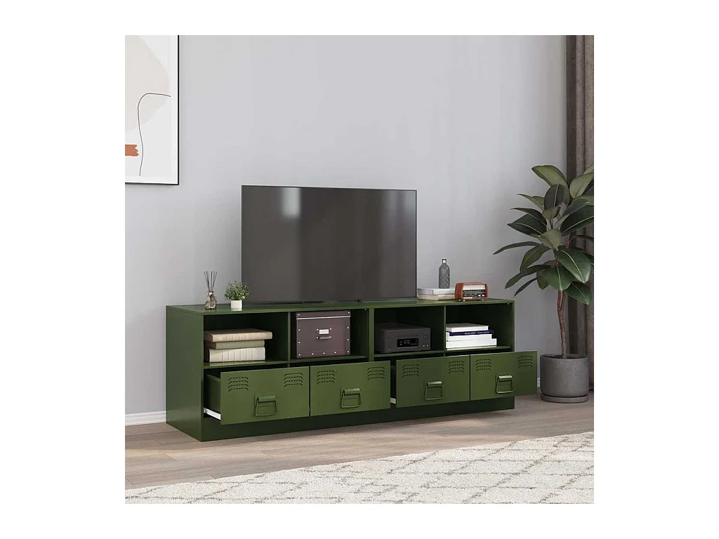 Meubles TV 2 pcs vert olive 67x39x44 cm acier