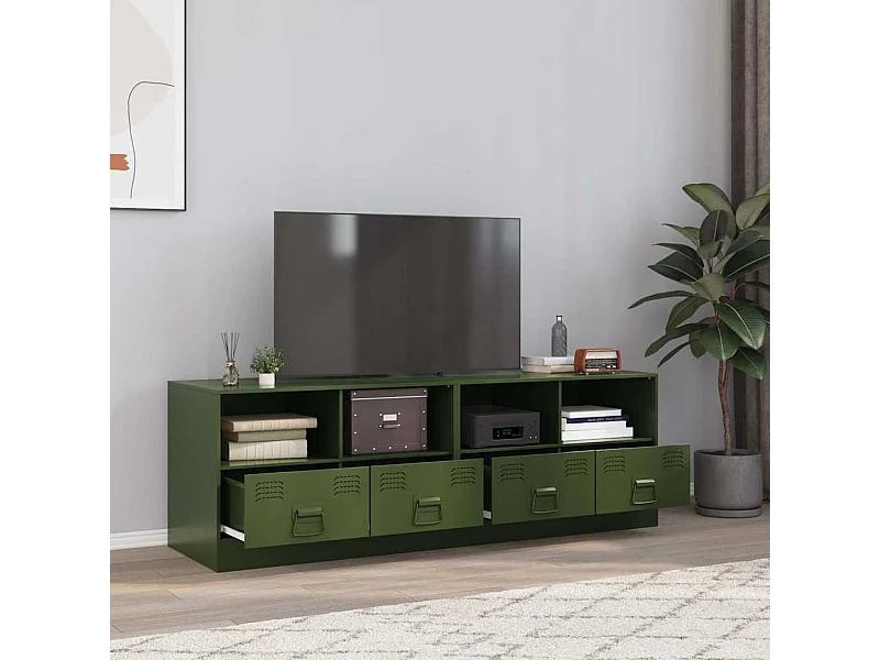 Meubles TV 2 pcs vert olive 67x39x44 cm acier
