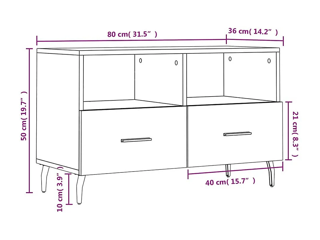 TV-Schrank Räuchereiche 80x36x50 cm Holzwerkstoff