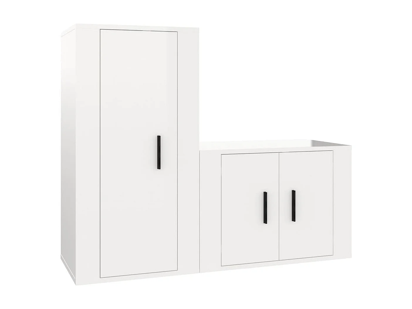 2 pcs conjunto móveis de TV derivados madeira branco brilhante