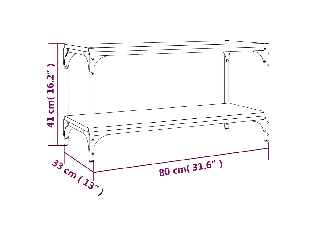 Meuble TV Noir 80x33x41 cm Bois d'ingénierie et acier
