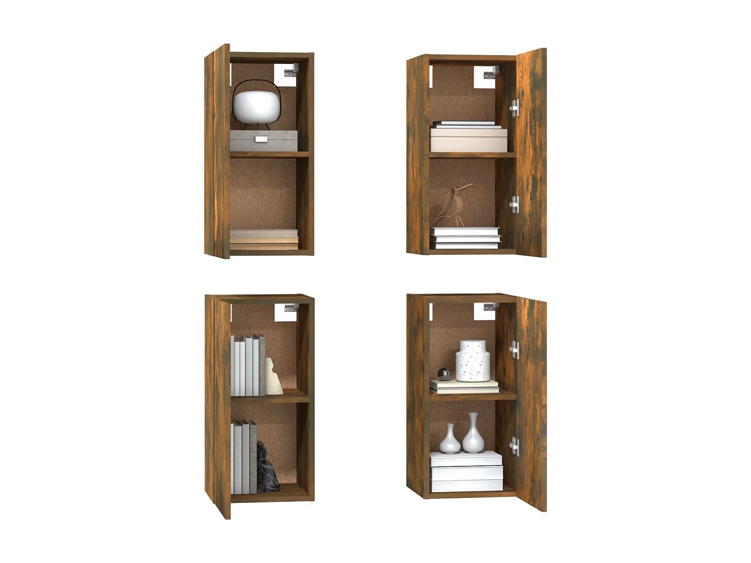 Móveis de TV 4 pcs 30,5x30x60 cm madeira cor carvalho fumado