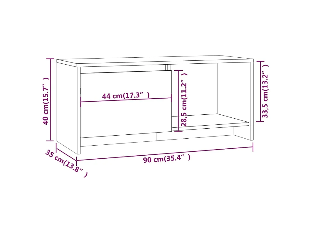 Tv-meubel 90x35x40 cm bewerkt hout gerookt eikenkleurig