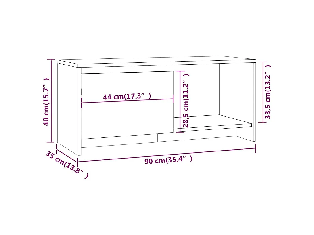 Tv-meubel 90x35x40 cm bewerkt hout gerookt eikenkleurig