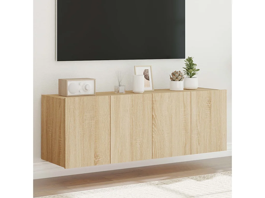 Tv-wandmeubels met LED 2 st 60x35x41 cm sonoma eikenkleurig