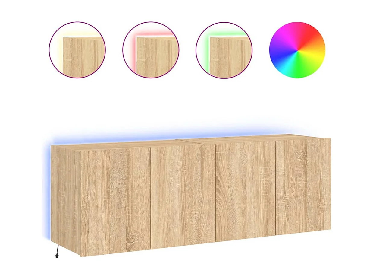 Tv-wandmeubels met LED 2 st 60x35x41 cm sonoma eikenkleurig