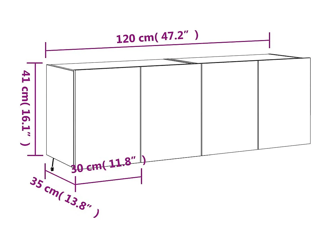 Tv-wandmeubels met LED 2 st 60x35x41 cm sonoma eikenkleurig