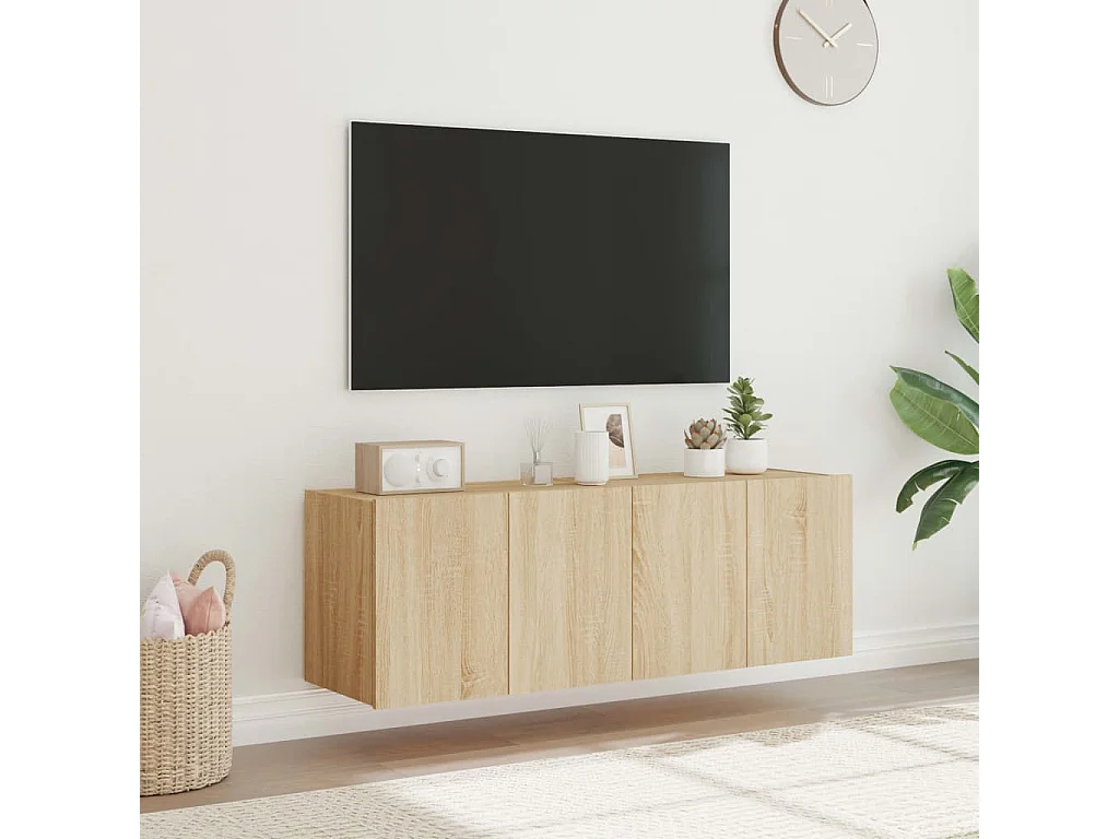 Tv-wandmeubels met LED 2 st 60x35x41 cm sonoma eikenkleurig