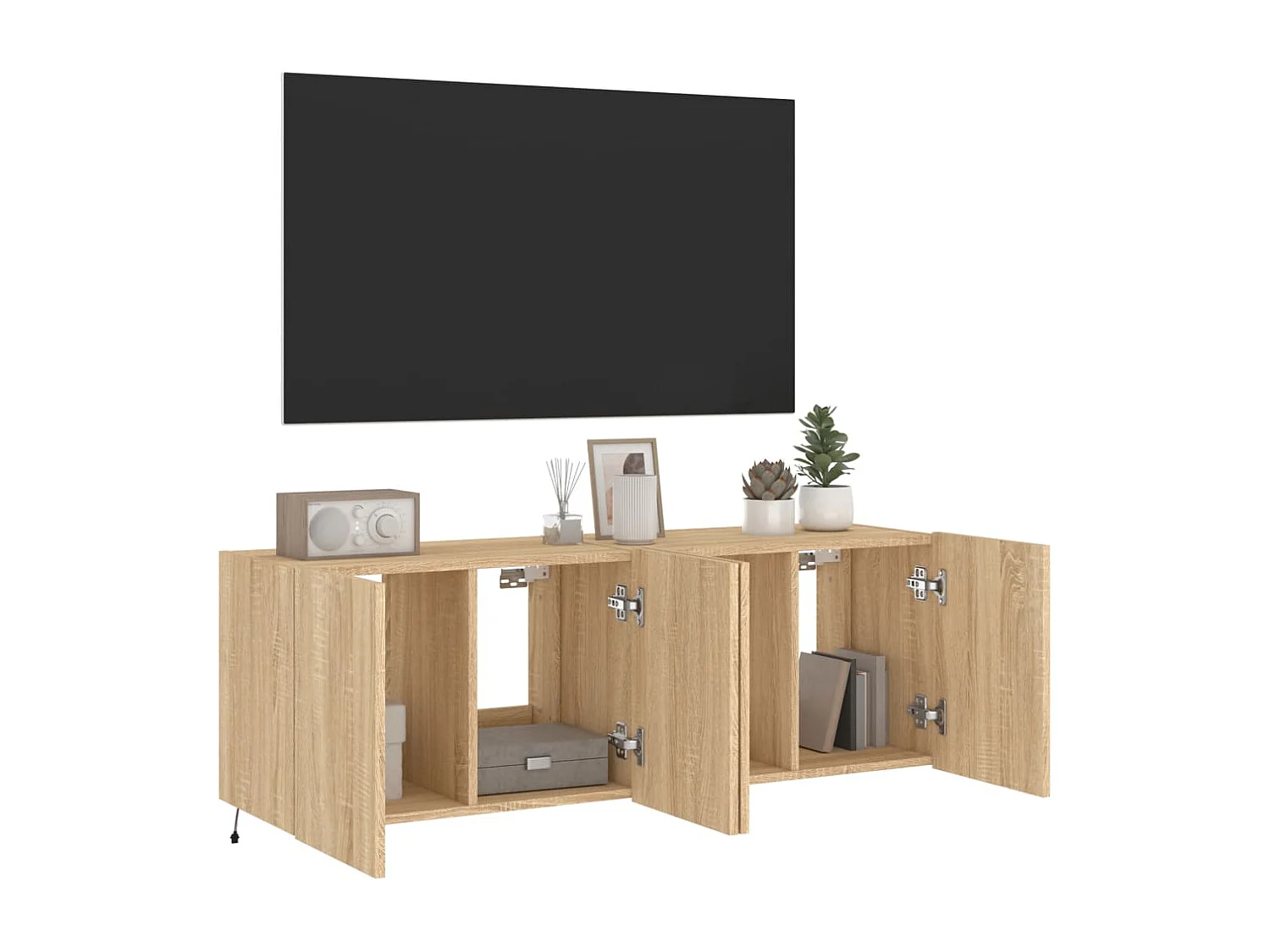 Tv-wandmeubels met LED 2 st 60x35x41 cm sonoma eikenkleurig