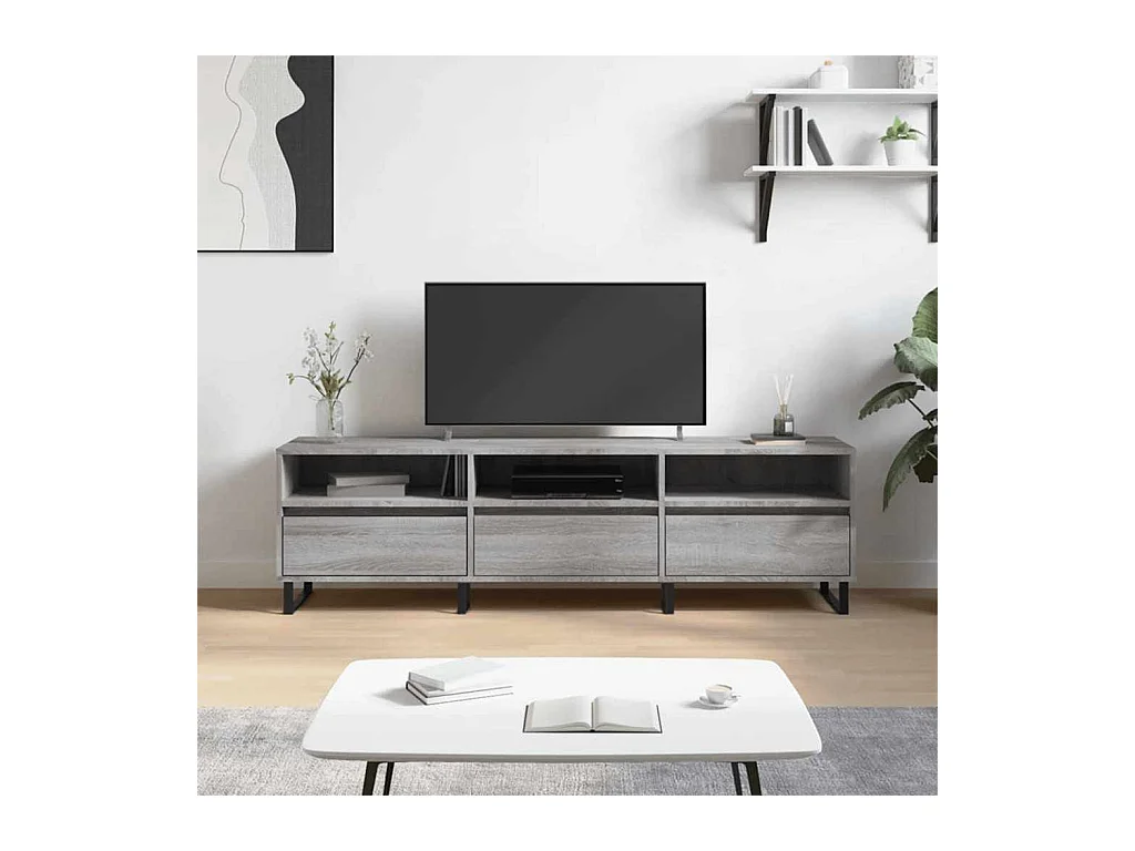 Meuble TV sonoma gris 150x30x44,5 cm bois d'ingénierie