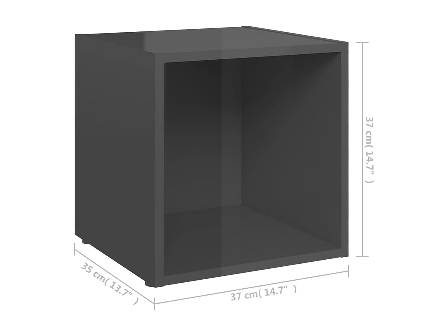 Meuble TV gris brillant 37x35x37 cm bois d’ingénierie