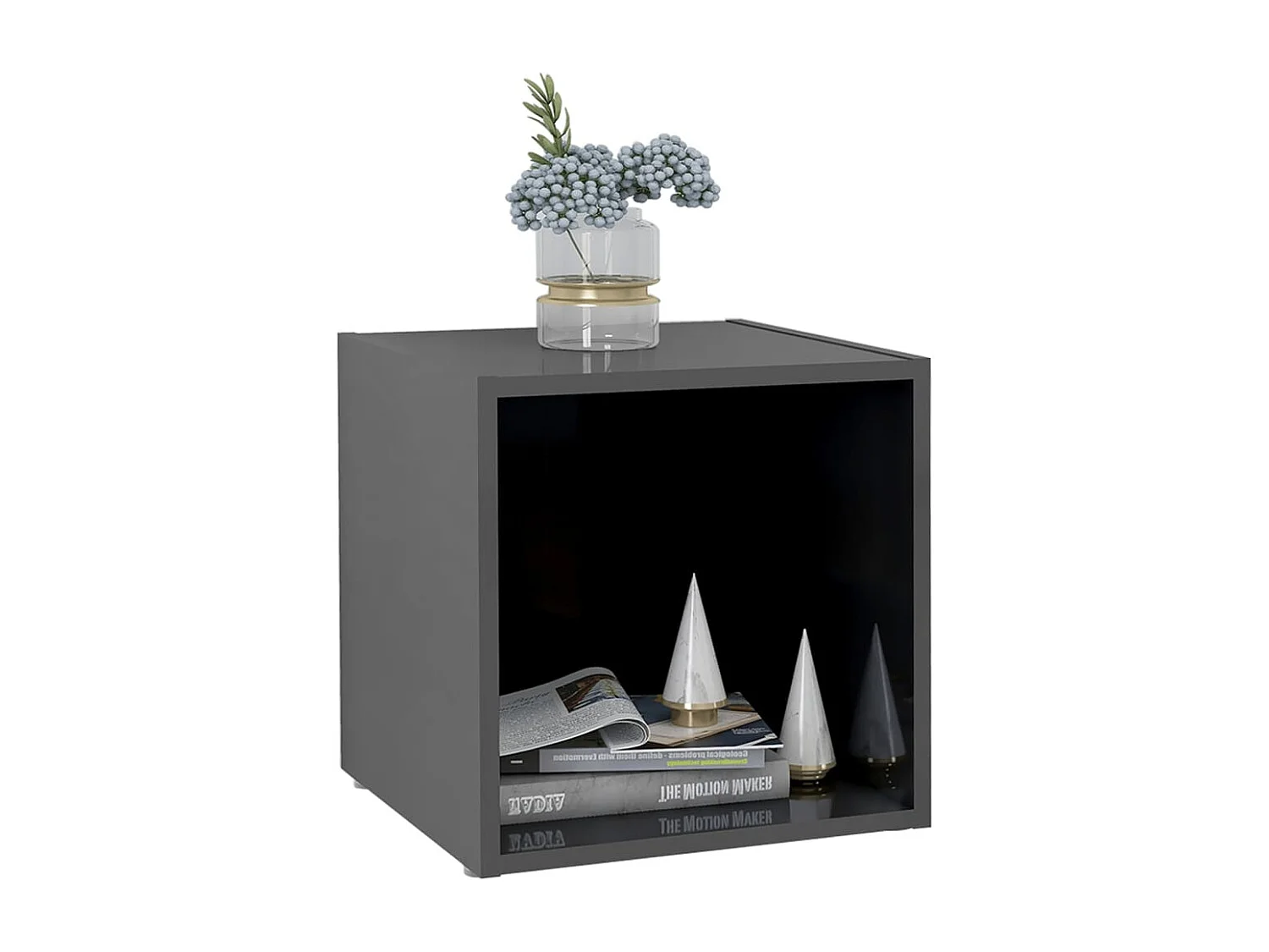 Meuble TV gris brillant 37x35x37 cm bois d’ingénierie