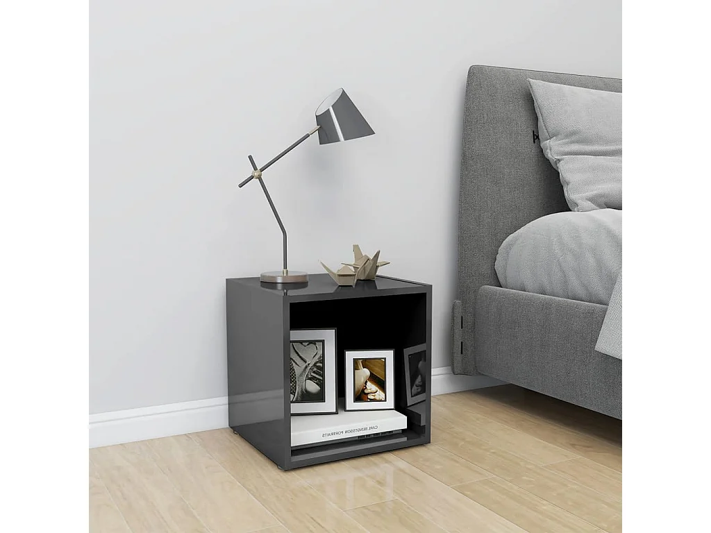 Meuble TV gris brillant 37x35x37 cm bois d’ingénierie