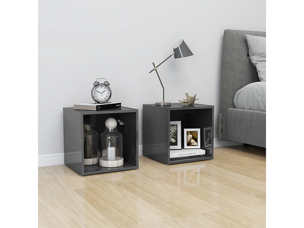 Meuble TV gris brillant 37x35x37 cm bois d’ingénierie