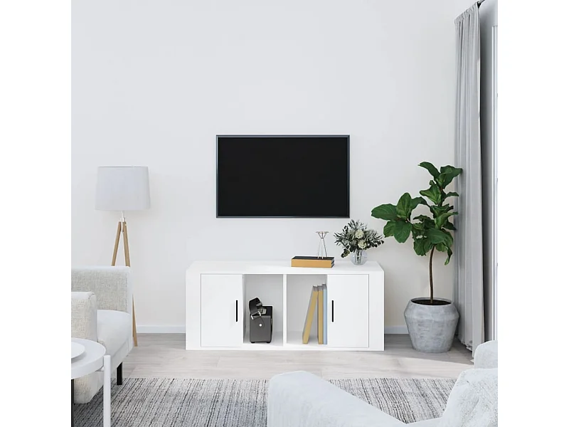 Meuble TV Blanc 100x35x40 cm Bois d'ingénierie