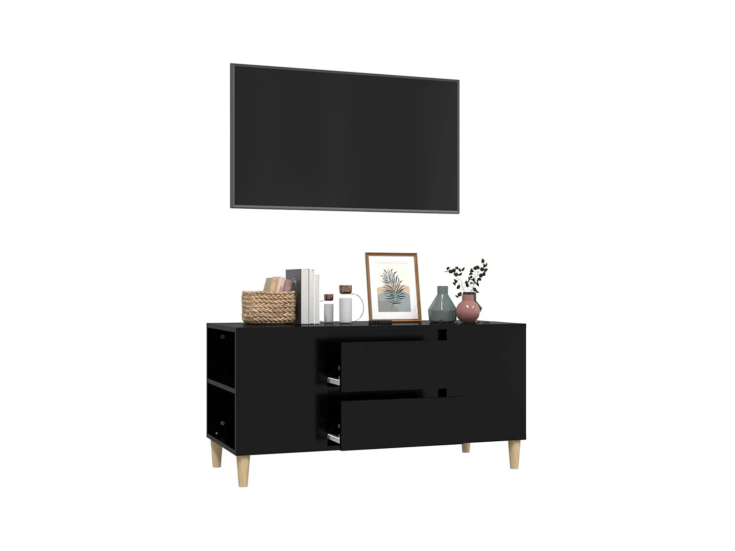 Tv-meubel 102x44,5x50 cm bewerkt hout zwart