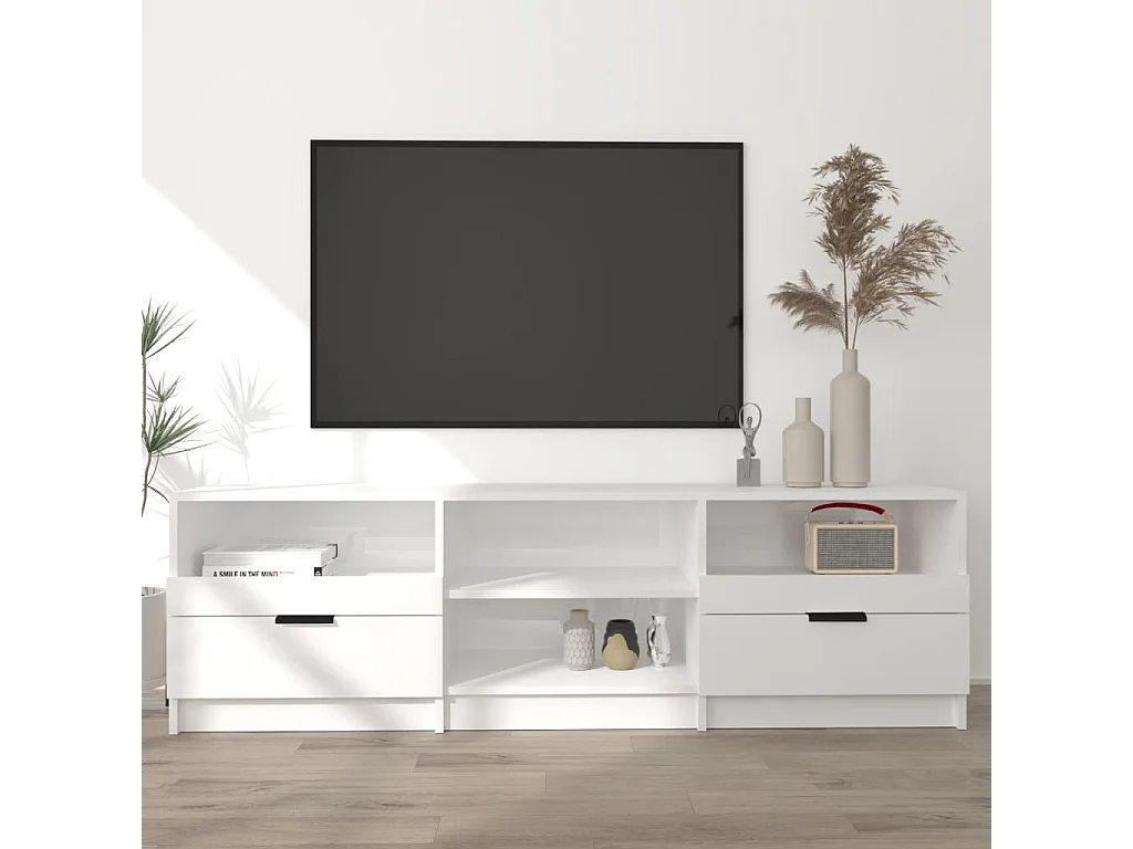 Mobile per TV Bianco Lucido 150x33,5x45cm Legno Ingegnerizzato