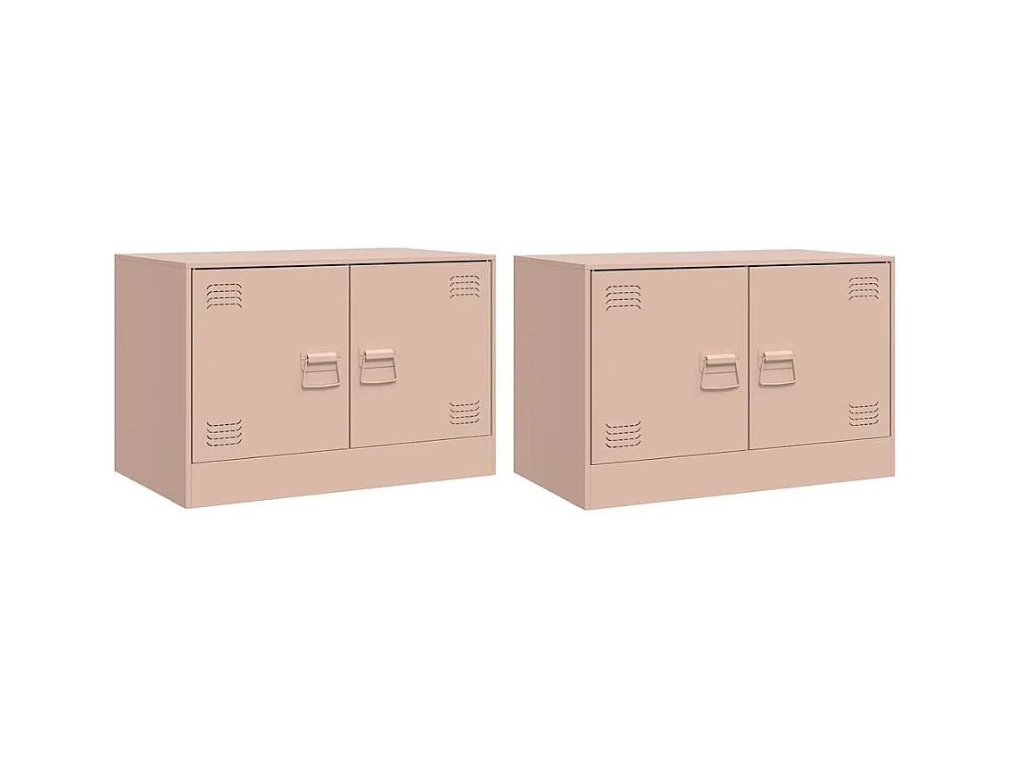 TV-Schränke 2 Stk. Rosa 67x39x44 cm Stahl
