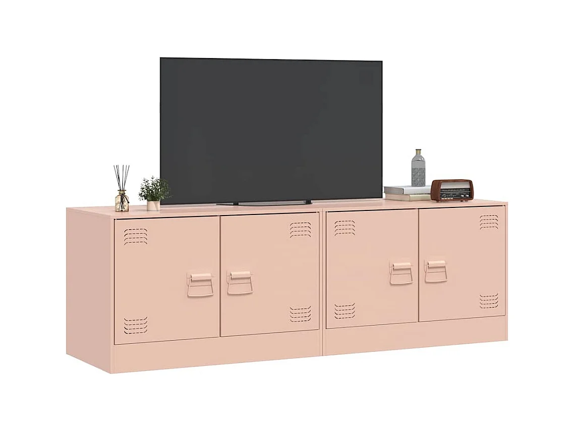 TV-Schränke 2 Stk. Rosa 67x39x44 cm Stahl