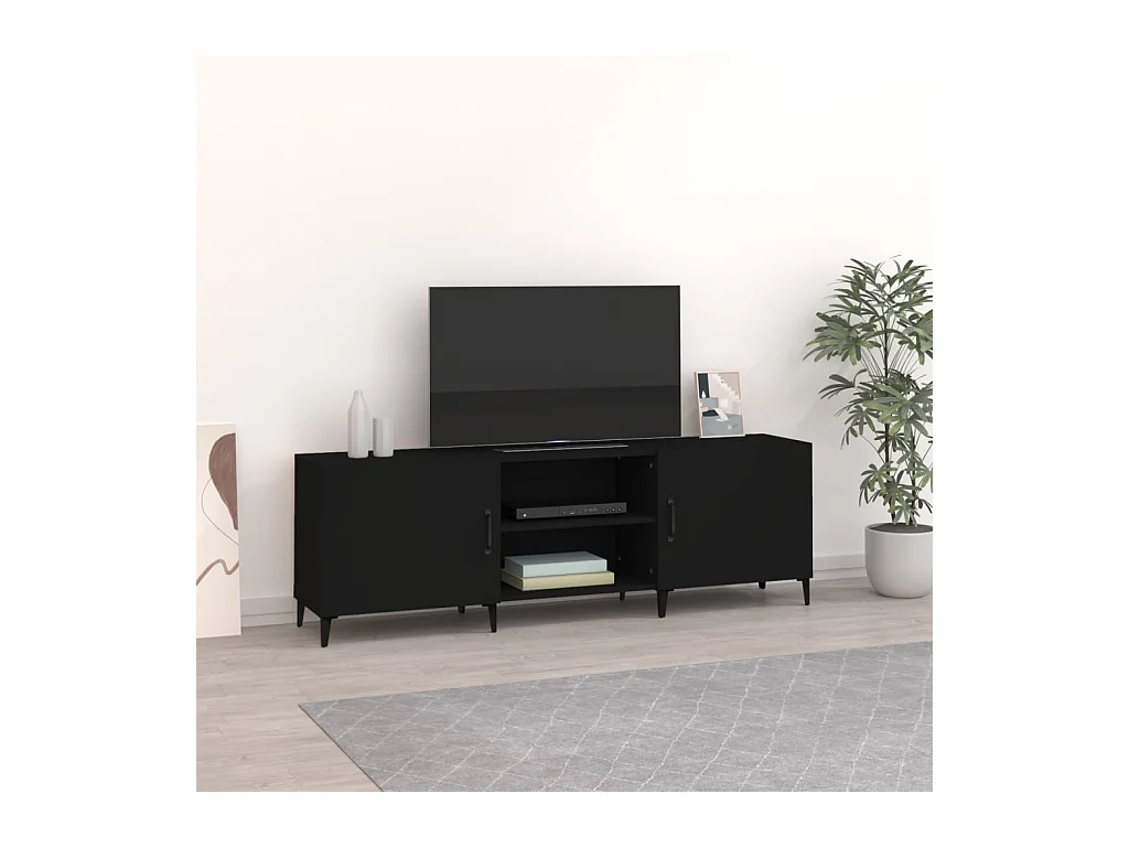 Tv-meubel 150x30x50 cm bewerkt hout zwart