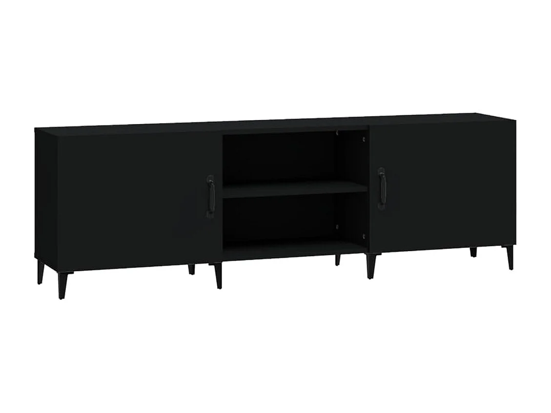 Meuble TV noir 150x30x50 cm bois d'ingénierie
