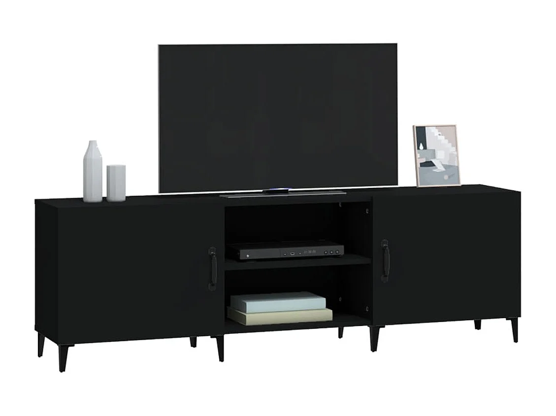 Meuble TV noir 150x30x50 cm bois d'ingénierie