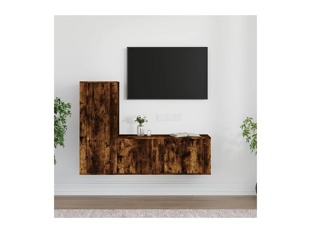 Ensemble de meubles TV 2 pcs Chêne fumé Bois d'ingénierie
