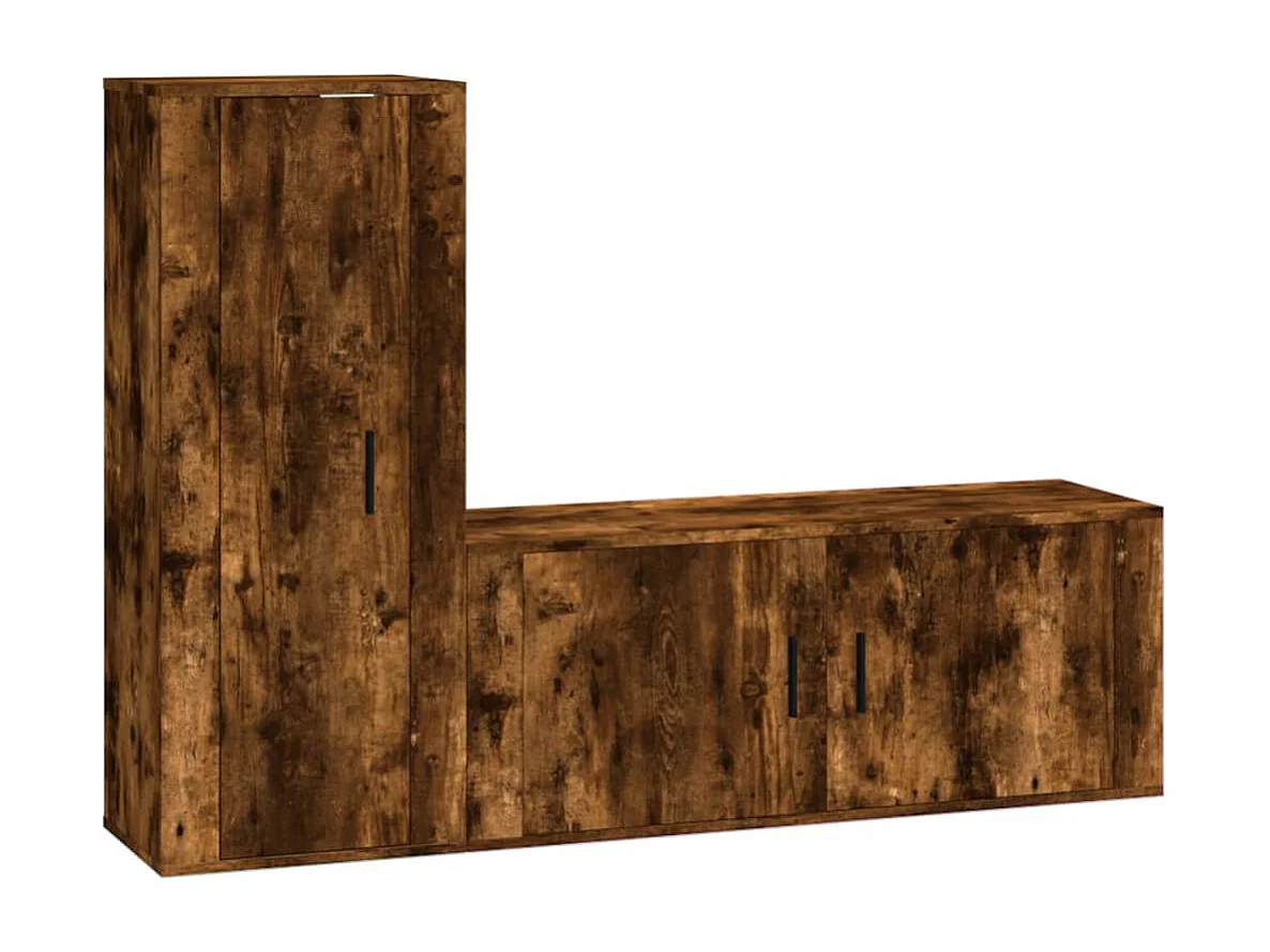 Ensemble de meubles TV 2 pcs Chêne fumé Bois d'ingénierie