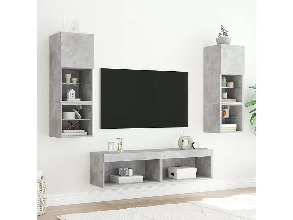 Mobile Porta TV con Luci LED Grigio Cemento 60x30x30 cm