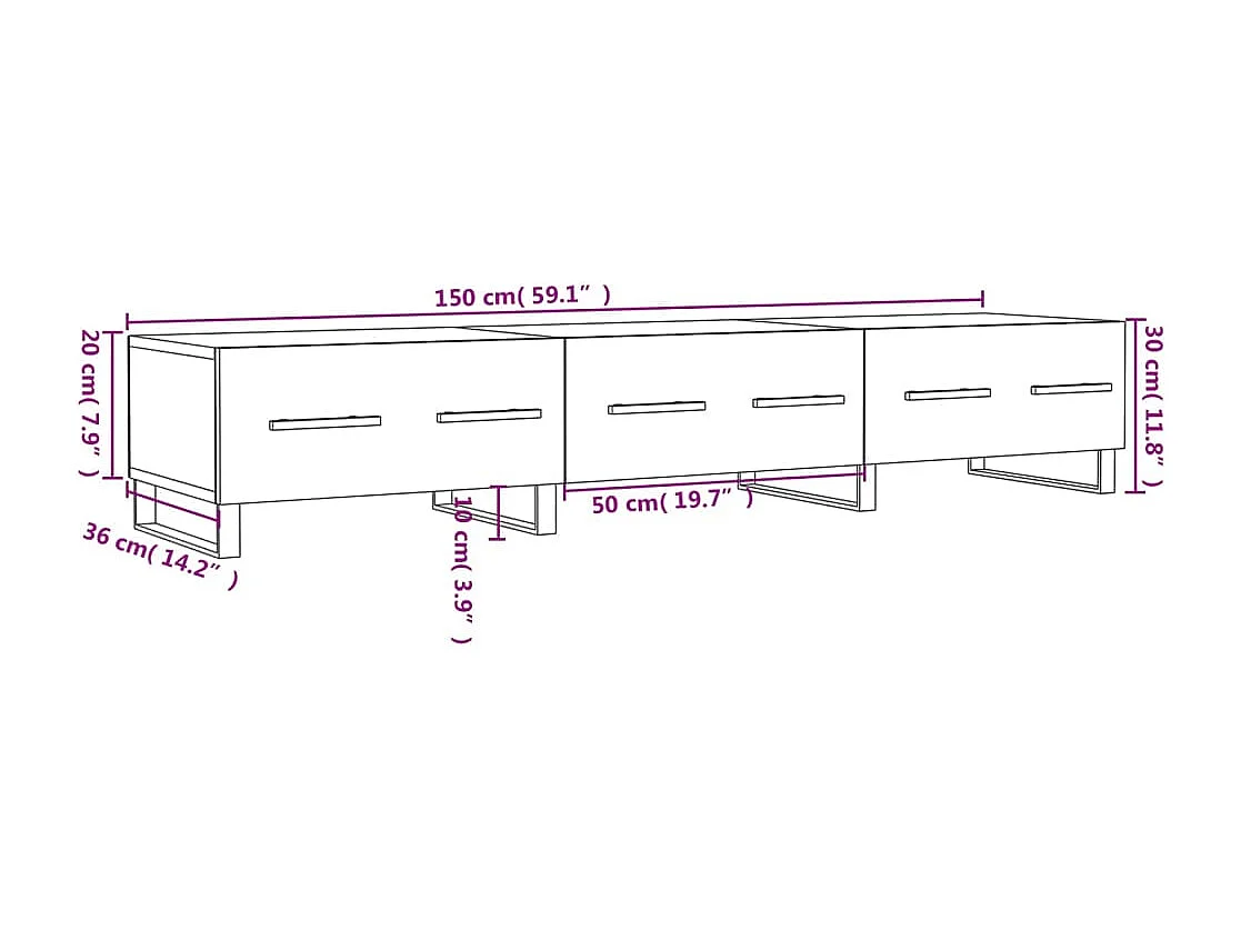 Meuble TV chêne sonoma 150x36x30 cm bois d'ingénierie