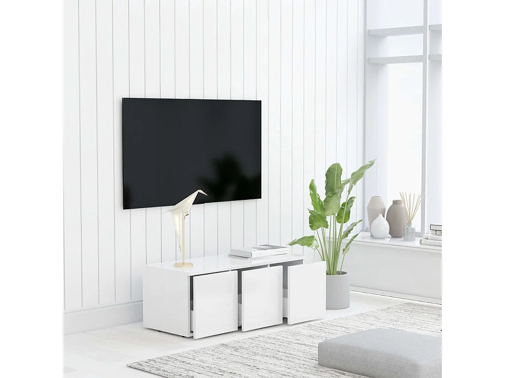 Meuble TV Blanc 80x34x30 cm Bois d'ingénierie