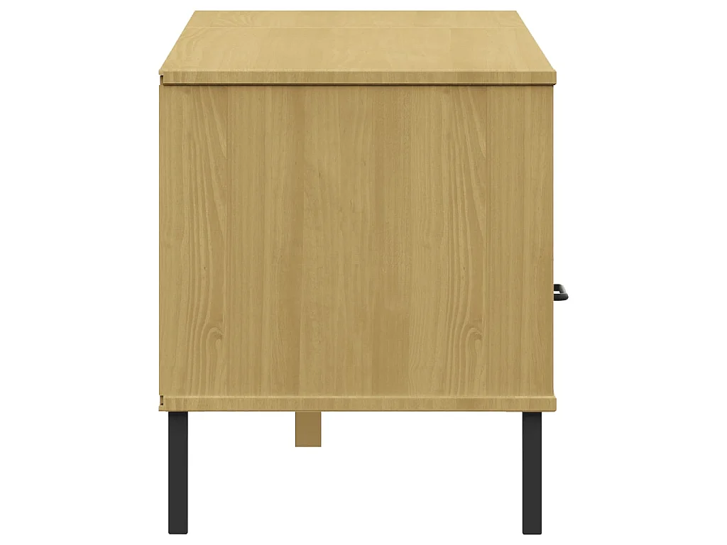 Mobile TV con Gambe Metallo Marrone Legno Massello di Pino OSLO