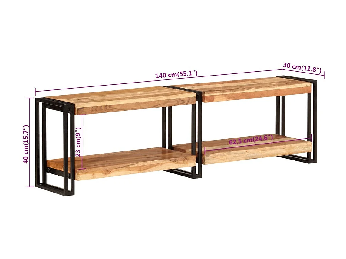 Meuble TV 140x30x40 cm bois d'acacia massif