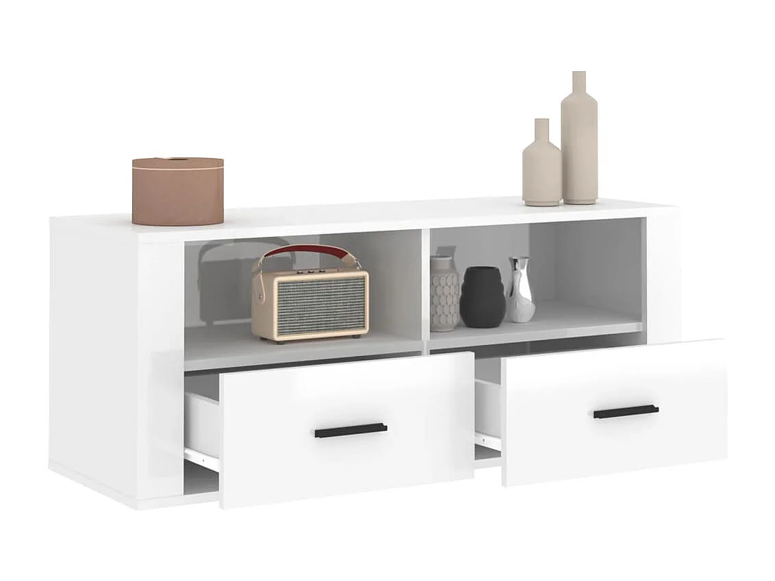 TV-Schrank Hochglanz-Weiß 100x35x40 cm Holzwerkstoff