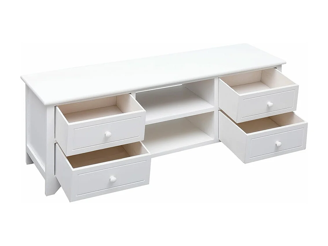 TV-Schrank Weiß 108x30x40 cm Massivholz Paulownia