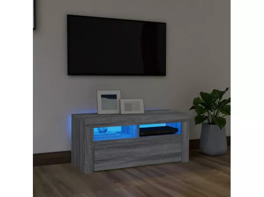 Kauf Unique TV-Schrank mit LED-Leuchten Grau Sonoma 90x35x40 cm