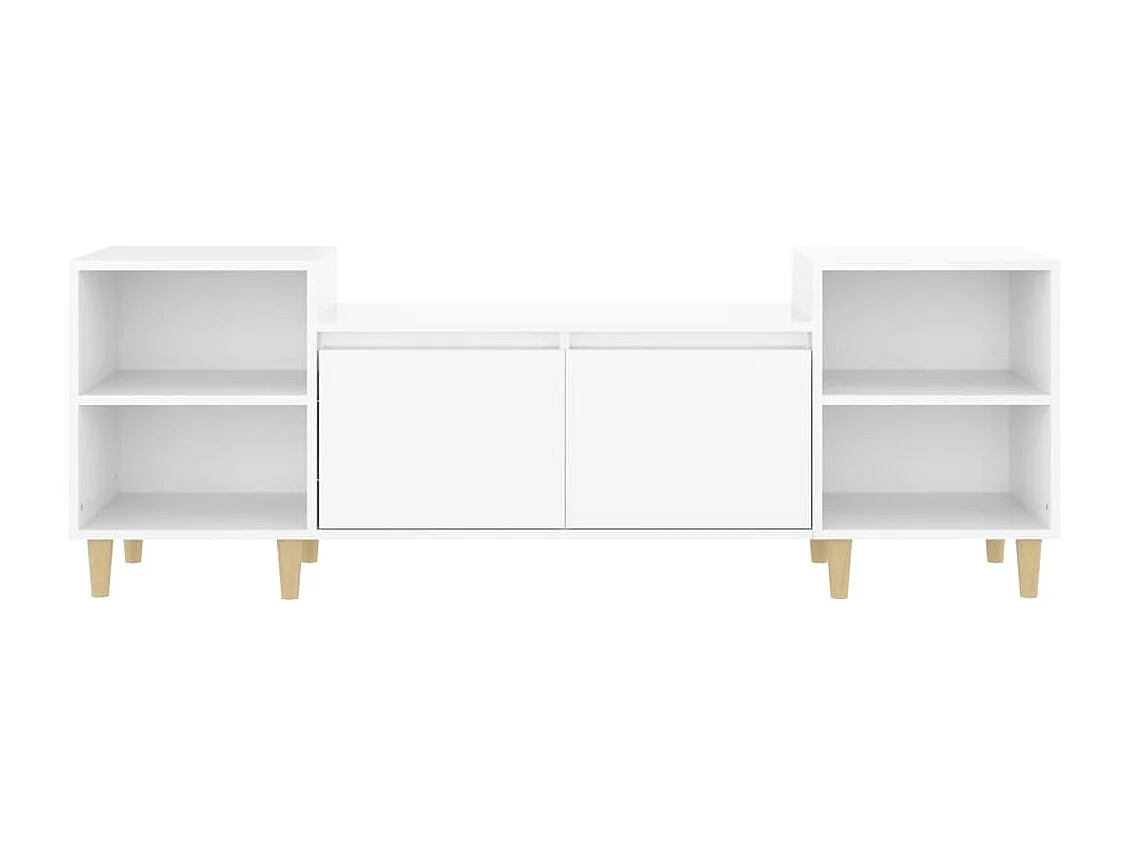 Meuble TV Blanc brillant 160x35x55 cm Bois d'ingénierie