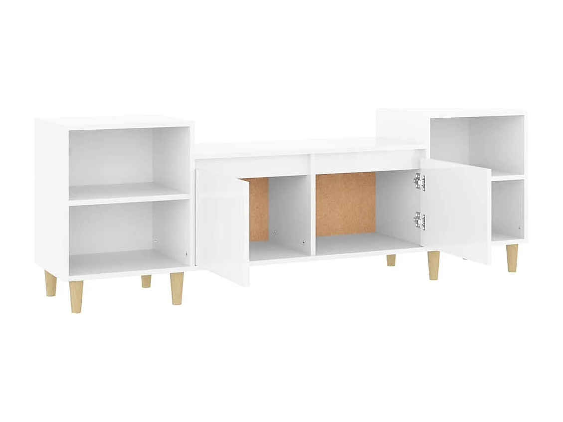 Meuble TV Blanc brillant 160x35x55 cm Bois d'ingénierie
