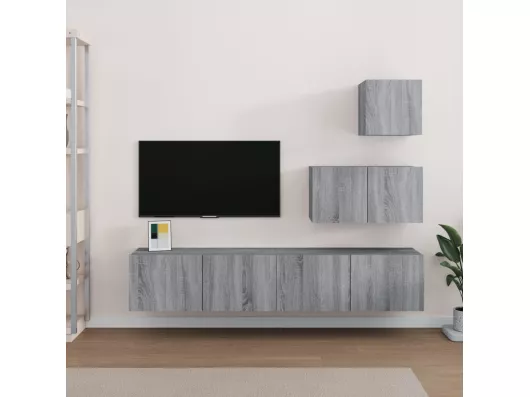 Kauf Unique 4-tlg. TV-Schrank-Set Grau Sonoma Holzwerkstoff