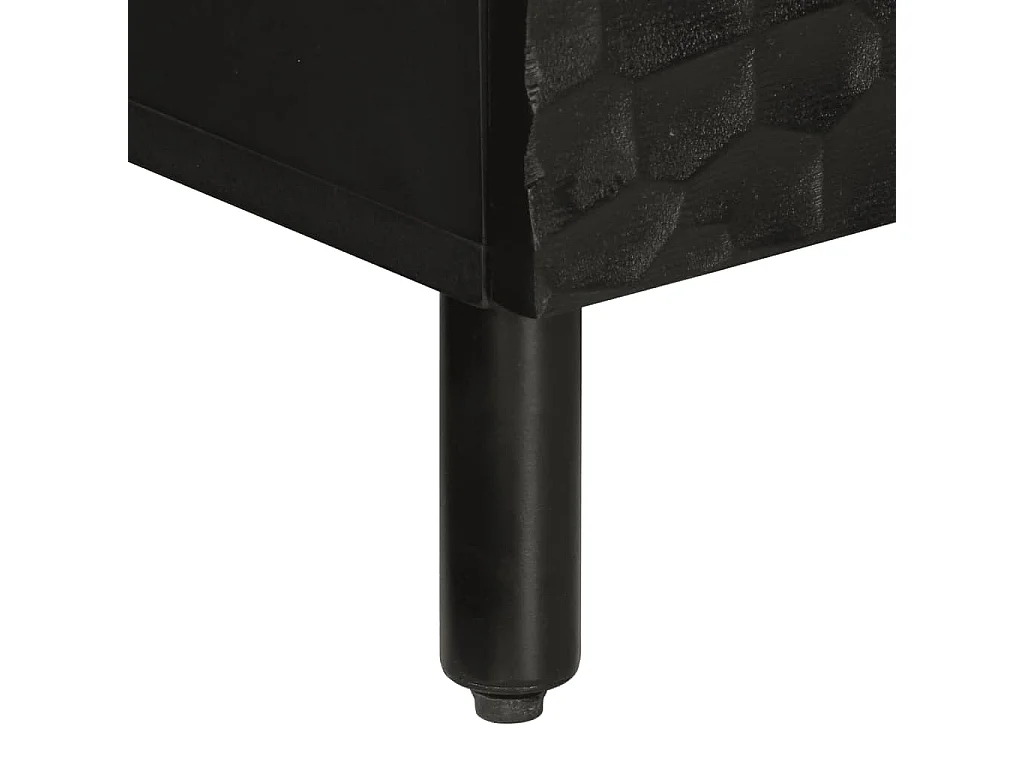 Meuble TV noir 70x33x46 cm bois massif de manguier