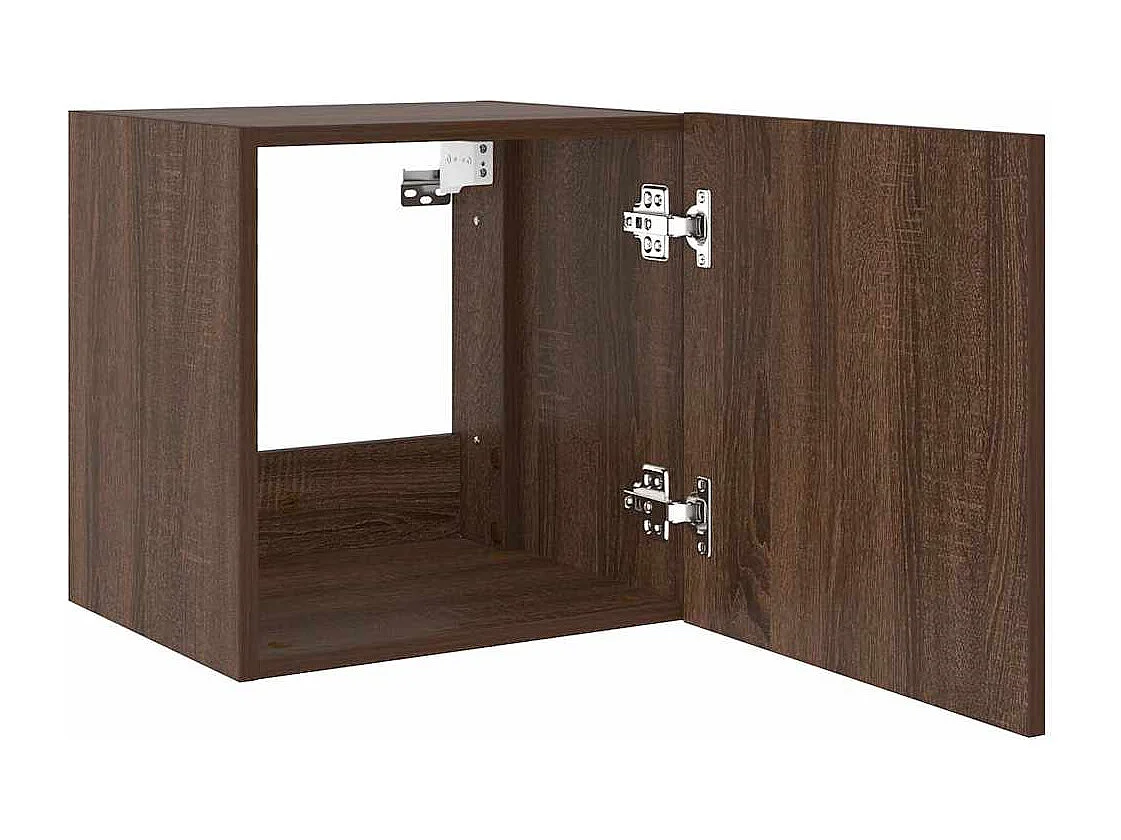 Mueble de TV de pared con luces LED marrón roble 40,5x35x40 cm