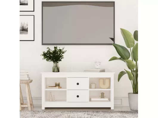 Kauf Unique TV-Schrank Weiß 103x36,5x52 cm Massivholz Kiefer