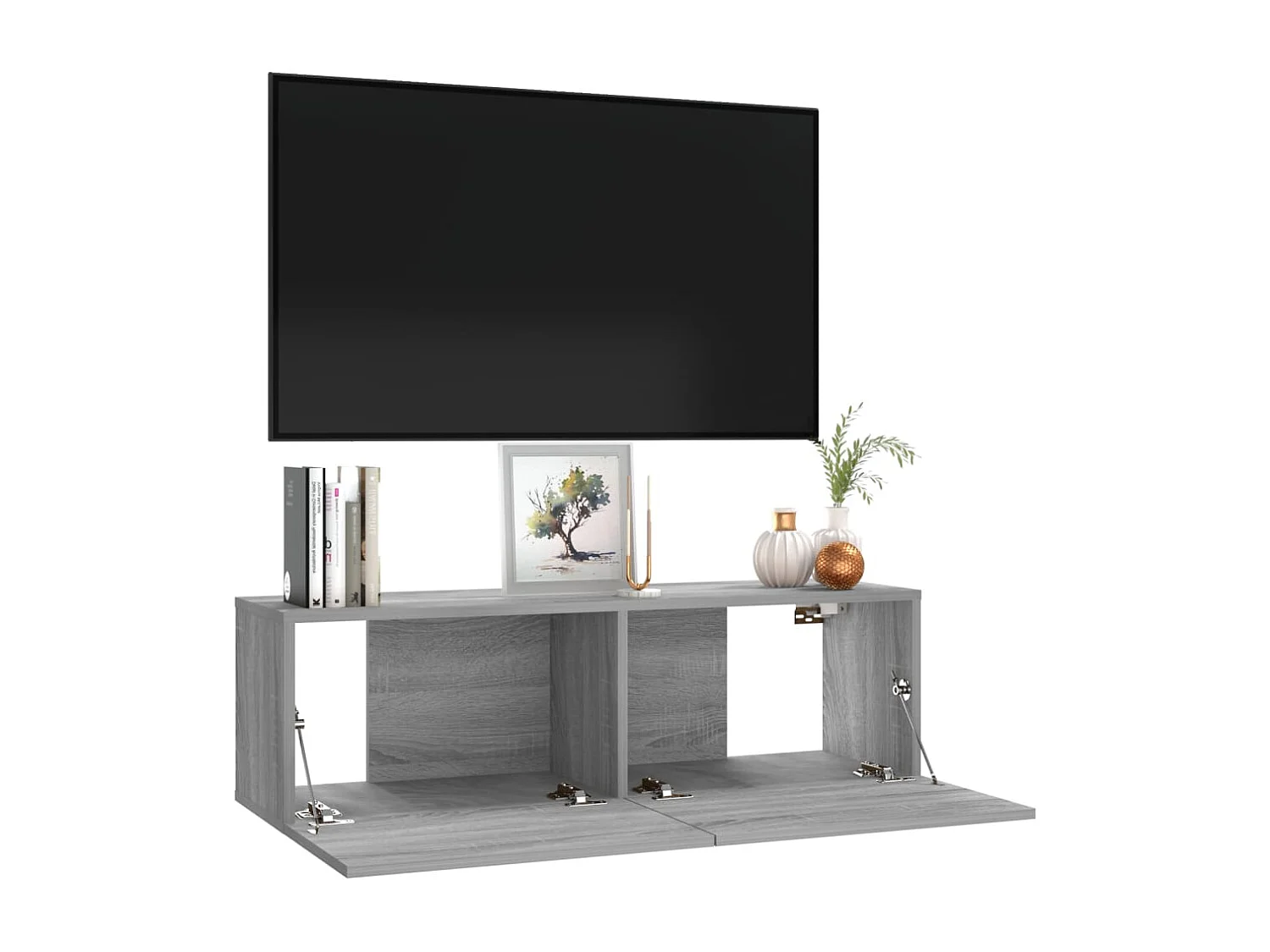 Tv-wandmeubel 100x30x30 cm bewerkt hout grijs sonoma eikenkleur