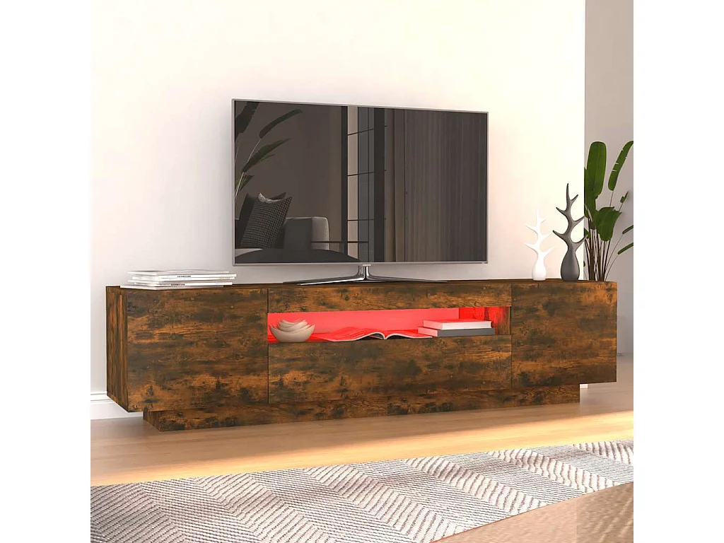 TV-Schrank mit LED-Leuchten Räuchereiche 160x35x40 cm
