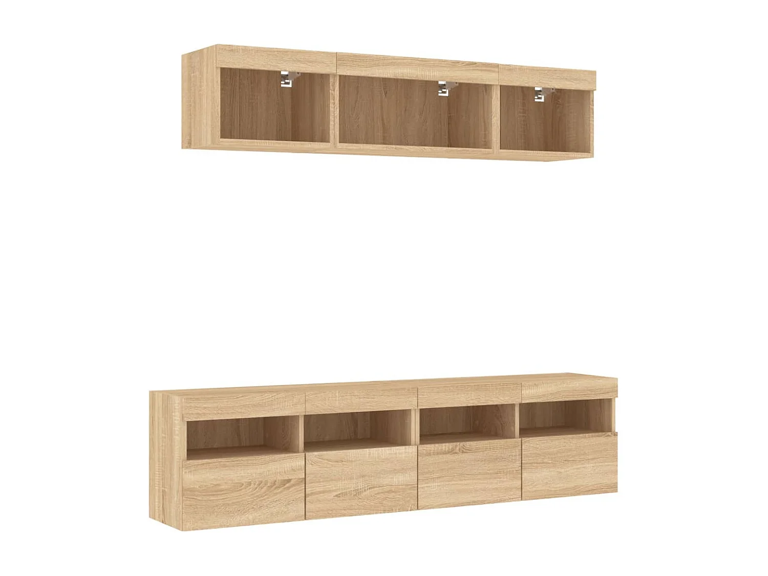 Mobili TV a Muro con LED 5pz Rovere Sonoma Legno Multistrato