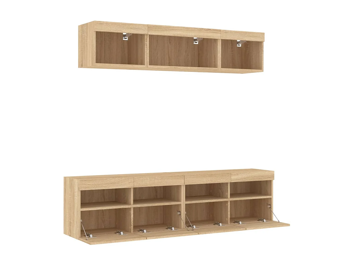 Mobili TV a Muro con LED 5pz Rovere Sonoma Legno Multistrato